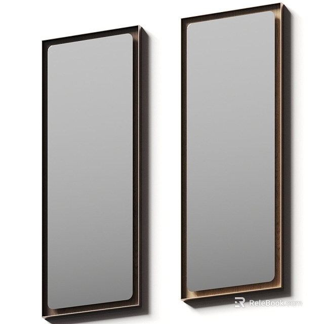 Double Vertical Mirrors with Sleek Black Frames for Modern Home Interior Design 3d model 