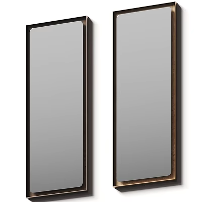 Double Vertical Mirrors with Sleek Black Frames for Modern Home Interior Design 3d model
