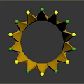 Golden Metal Crown Decorative Hardware Tools With Green Yellow Beads And Colorful Studs