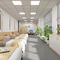 Rehabilitation Center Interior With Treatment Beds Green Plants And Bright Windows