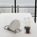 Modern Kitchen Ornaments Plate Plate Rack Glass Bottle 3d model