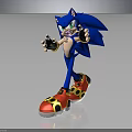 Sonic The Blue Hedgehog Character With Green Eyes And Red Shoes In Dynamic Pose