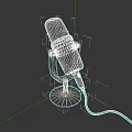 Professional Black Microphone With Adjustable Stand And Connected Cable On Dark Background 3d model