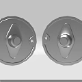 Automotive Metal Parts Two Silver Circular Covers With Geometric Pattern And Mounting Holes