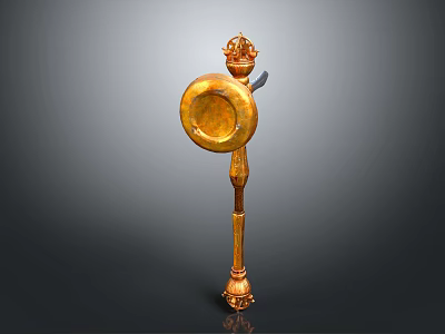 High Quality Golden Hardware Tool With Round Head And Ornate Decorative Design 3d model