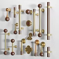 Modern Brass And Wooden Cabinet Handles In Gold Brown Tones With Various Designs