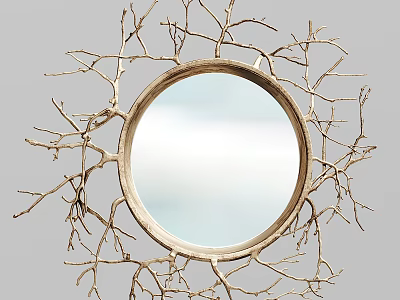 Decorative Circular Mirror with Branch Like Frame Design for Modern Home Decor 3d model