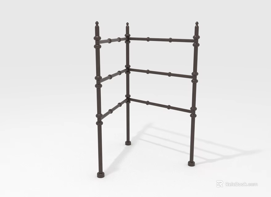 Black Metal Multi Layer Storage Shelf With Sturdy Structure For Household Organization 3d model 