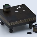 Elegant Black Entertainment Table with Round Containers Green Purple Emblems Spherical Feet and Black Chips