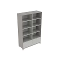 Two Modern Bookcases with Multiple Open Shelves and Bottom Cabinet Doors
