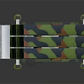 Military Weapon System With Camouflage Pattern Tilted Launcher And Support Structure 3d model
