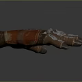 Durable Brown Leather Glove with Silver Finger Protectors Wrist Strap and Buckle for Daily Use