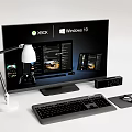 Modern computer desktop computer display keyboard 3d model