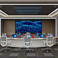 Modern Monitoring Room Command and Control Hall Monitoring Hall Dispatching Command Center Office Desk and Chair 3d model