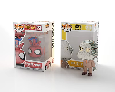 Funko Pop Collectible Spider Man And Tilled Man Dolls Boxed With Numbers 23 And 29 3d model