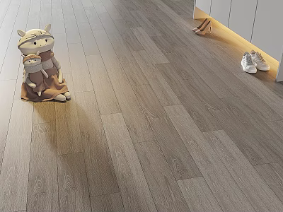 Light Colored Wooden Flooring In Modern Interior With Stuffed Toys Shoes And Cabinets 3d model
