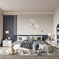 Cozy Kids Room Interior With Navy Blue Bed Star Moon Decor Stuffed Toys And Rug