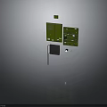 Industrial Equipment Set With Green Control Panels Radiator And Switch Components