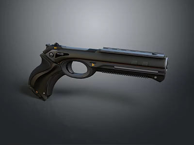 Modern Black Handgun With Tactical Design Metal Construction Grip Trigger Barrel 3d model