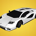Two White Sports Cars With Modern Aerodynamic Design On Yellow Background
