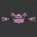 Pink Rabbit Eared Robot Character with Mechanical Arms and Blue Accents