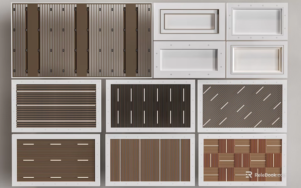Modern Ceiling Panels Design With Striped Tiled And Various Color Patterns 3d model 