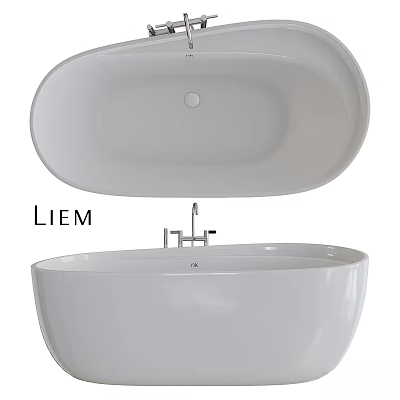 Modern White Freestanding Bathtub With Sleek Design And Chrome Faucet 3d model