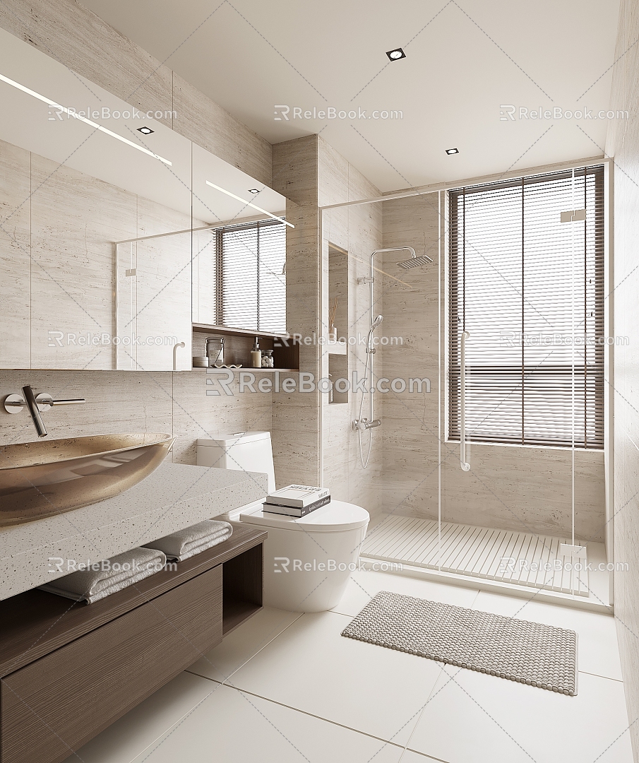 Toilet Bathroom Toilet WC Public Toilet Toilet Bathroom Shower Room Toilet Washbasin Shower Partition Shower Room 3d model