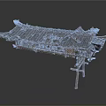 Traditional Chinese Architectural Model With Curved Cornices Tiled Roof And Wooden Supports