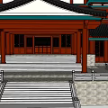 Traditional Chinese Ancient Architecture Featuring Multi Tiered Roofs Red Columns And Stone Steps