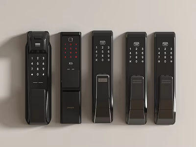 Modern Black Smart Door Locks With Digital Keypads And Panel Designs 3d model