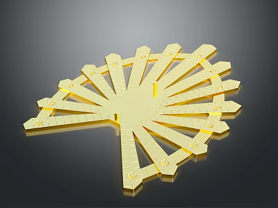 Decorative Golden Fan Shaped Geometric Structure With Interlocking Strip Components 3d model