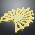 Decorative Golden Fan Shaped Geometric Structure With Interlocking Strip Components