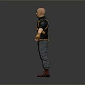 Female 3D Character Wearing Black Shirt Grey Pants And Yellow Gear Belt