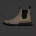 Beige Leather Chelsea Boots With Black Elastic Side Panel And Thick Sole 3d model