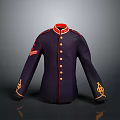 Purple Formal Uniform With Red Collar Gold Buttons And Decorative Sleeve Emblems