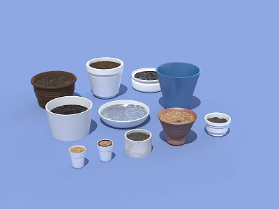 Various Decorative Garden Pots with Different Colors Shapes and Textures for Garden Ornaments 3d model