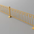 Yellow Traffic Barrier With Decorative Rails And Support Posts For Road Safety