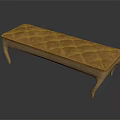 Modern Sofa Bench With Orange Diamond Tufted Padded Seat And Wooden Legs