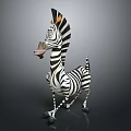 Animated Zebra Character With Striped Pattern And Playful 3D Rendered Design 3d model