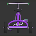 Kids Shiny Purple Tricycle With Green Handlebars Black Seat And Wheels