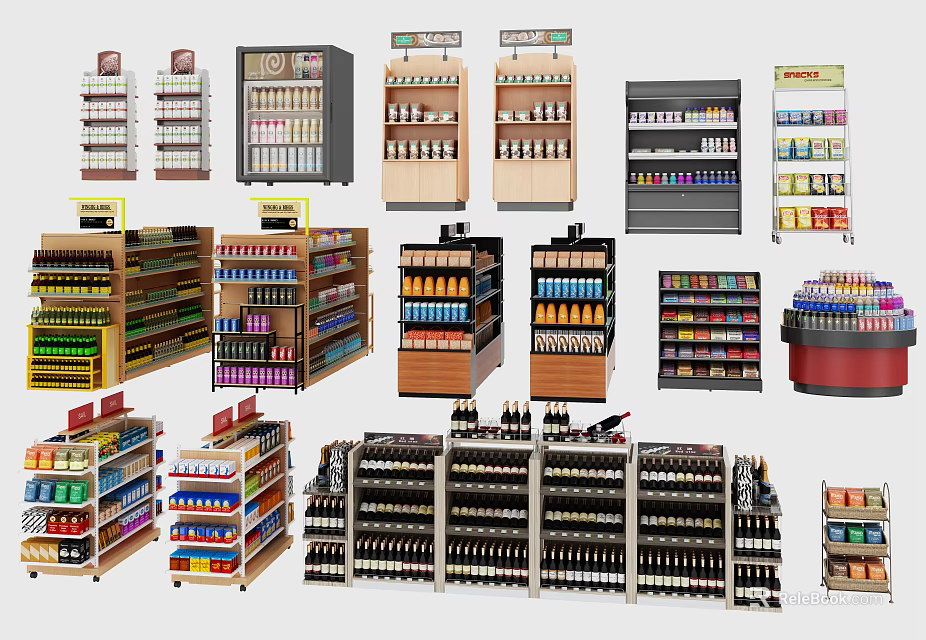 Retail Store Display Shelves With Multi Tier Design And Storage Solutions 3d model 