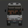 Modern Stylish Bus Exterior Design With Colorful Red Orange Blue Stripes And White Body