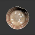 Ancient Handcrafted Sculpture Carving Bowl with Red Brown Stripes and Repaired Cracks
