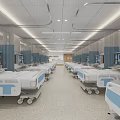 Modern Hospital Outpatient Ward With Beds Partitions And Ceiling Lights