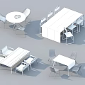 Modern Table and Chair Sets with White Round Table Black Desk Yellow Gray Chairs