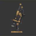Vintage Brass And Black Metal Microscope With Retro Classic Design For Household Use
