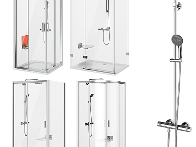 Shower Sauna Modern Bathroom Design With Transparent Glass Enclosures And Chrome Shower Systems 3d model