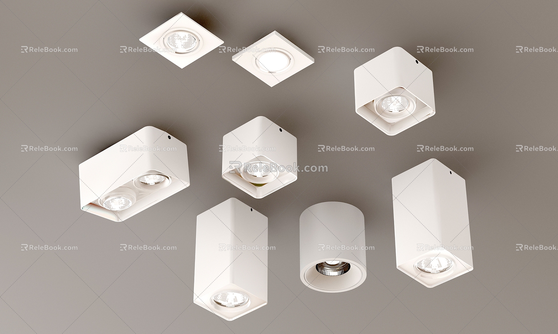 Downlight, spotlights, light fixtures, surface mounted downlights 3d model