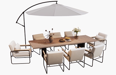 Modern Outdoor Table and Chair Leisure Chair Dining Table and Chair Vase Jewelry Ornaments 3d model